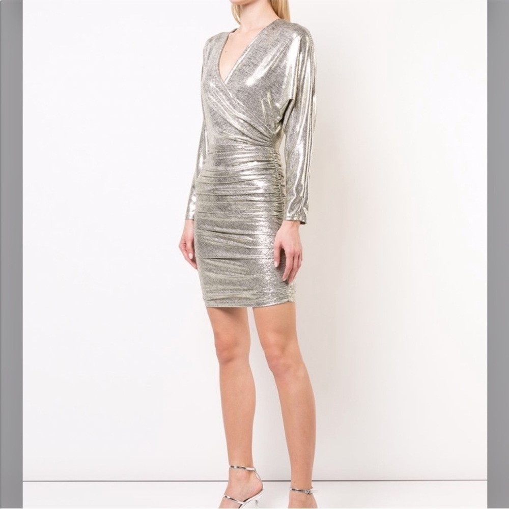 Alice + Olivia Metallic Ruched Pace Dress - Picture 4 of 10